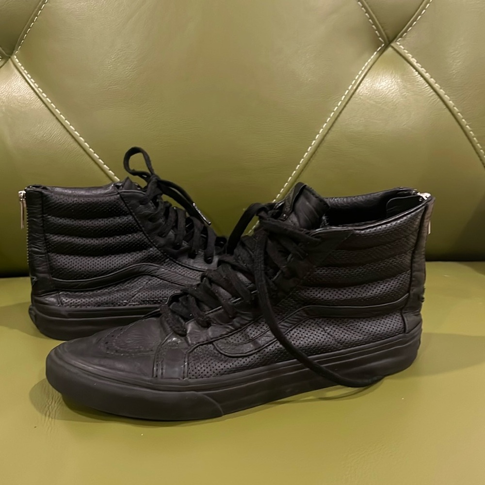 Black leather vans